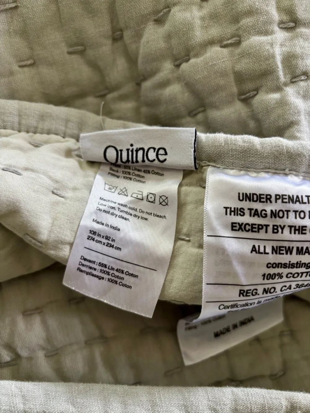European Linen Cotton Stitch Quilt - KING - Picture 2 of 3